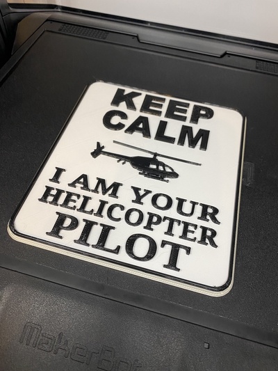 calm - i am helicopter pilot by cutmaster art signs & logos keepcalm helicoptere 3d print model - Mito3D