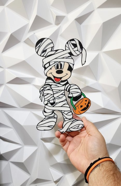 mickey mouse mummy by williams industries art 2d disney halloween halloweendecor 2023 halloweendecoration trick or treat pumpkin wall 3d print model - Mito3D