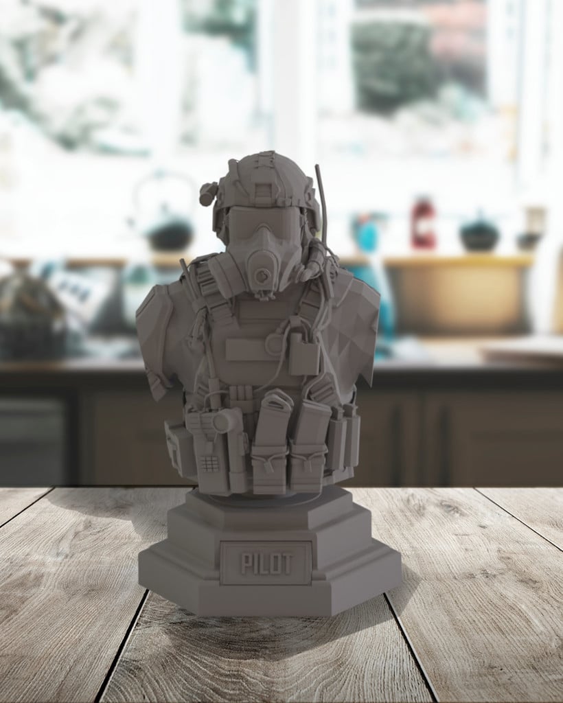 piloto herói fracasso by baíafaire arte esculturas força ar avião bustos jato combate escultura soldado soldados 3D print model - Mito3D