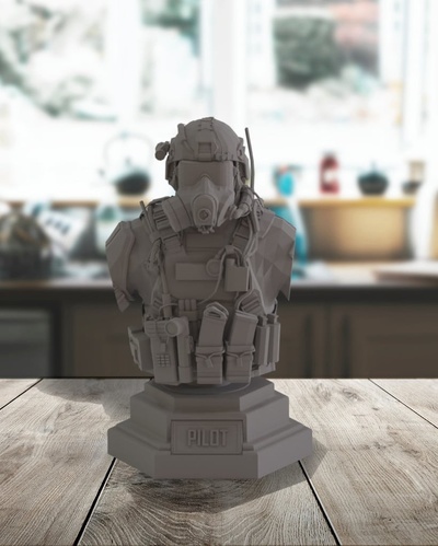 piloto héroe busto by bayfaire arte esculturas fuerza aerea avión bustos caza reacción jet escultura soldado soldados 3d print model - Mito3D