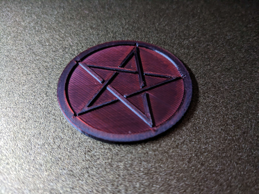 pentagram token by greyarchon art coin & badges satanic wiccan star pentacle fast religion satan devil demonic witch witchcraft pagan neopagan satanism 3d print model - Mito3D