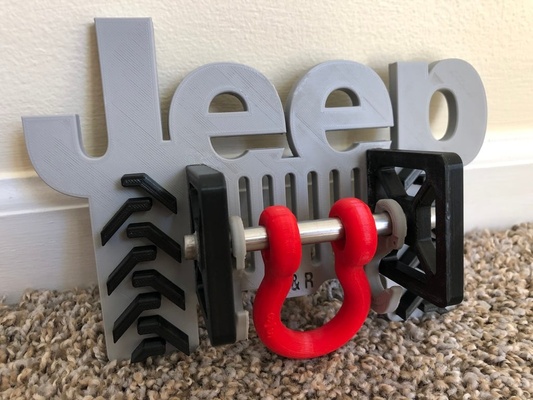 jeep schlüssel halter unterstützung by zukunft ingenieur haushalt dekor funktional haken wrangler schlüsselbund schlüsselring schäkel reifen wandhalterung 3d print model - Mito3D