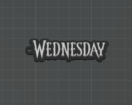 wednesday keychain - color swap no ams required by lilac rage art signs & logos addams family netflix logo keyring key chain ring 3d print model - Mito3D
