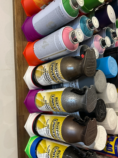 pared montado rociar pintar lata soporte by conocido daniels herramientas organizadores montaje pintura aerosol taller organización 3d print model - Mito3D