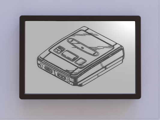 snes eu super famicom console brevetto arte by ken mulini 2d nintendo muraria 3d print model - Mito3D