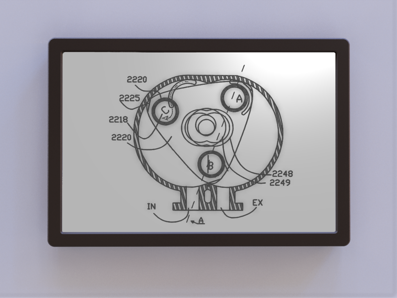 wankel moteur brevet art by ken moulins 2d rotatif 3D print model - Mito3D