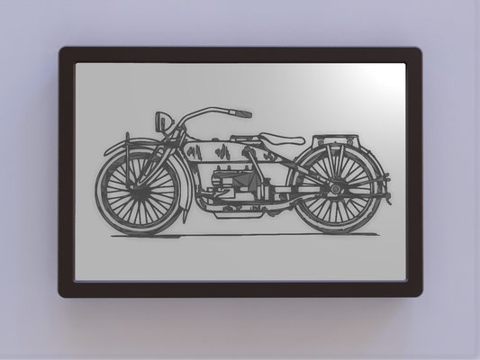 nostaljik motosiklet patent sanat by ken değirmenler 2d duvar sanatı harley davidson 3d print model - Mito3D