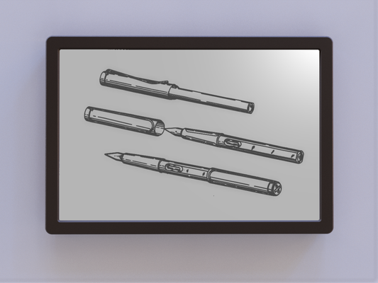 fonte caneta patente arte by ken moinhos 2d 3d print model - Mito3D