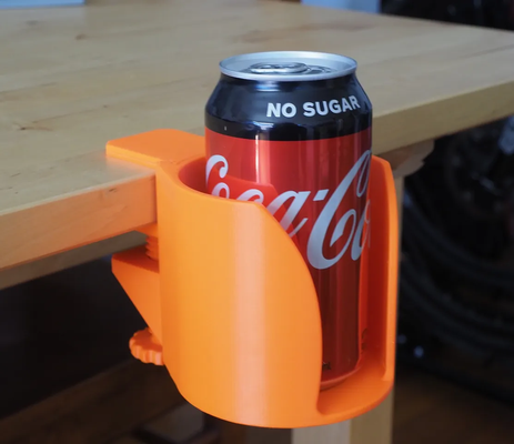 laptop saver - a sub-desk level drink holder shared by t ten thommy tools cup desk beverage clamp 3d print model - Mito3D
