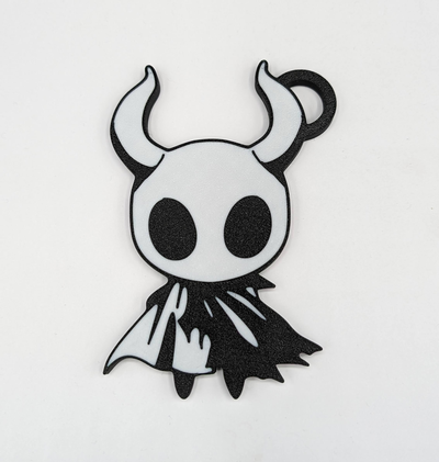 hollow knight keychain black white by angry-p1p art coin & badges 2d 2dart blackandwhite game key chain logo 3d print model - Mito3D