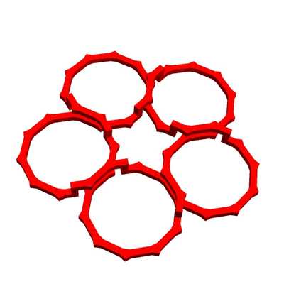 pentacíclico nó 4 by geometria estrutural educação matemática poliedro haste 3d print model - Mito3D