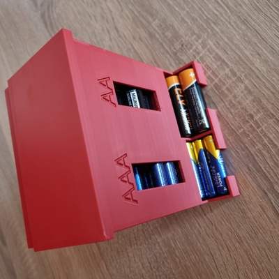 battery box batterie spender remixed by 3d schoko hobby & diy werkzeughalter werkzeugwand batteries 3d print model - Mito3D