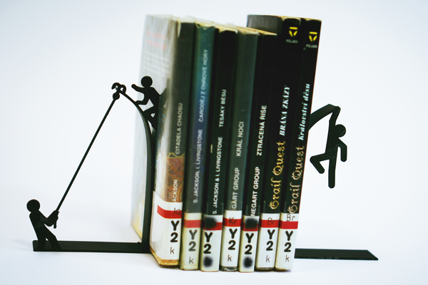 pivot stickman bookend by mistaprinta household decor book books bookshelf bookends bookstand bookendstop minimilistbookend 3d print model - Mito3D
