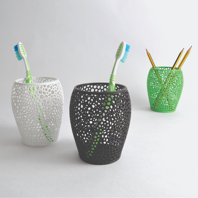 toothbrush holder voronoi by layermodels household decor structure pencil bathroom pla pencilpot toothpaste pencilholder toothbrushholder container design 3d print model - Mito3D
