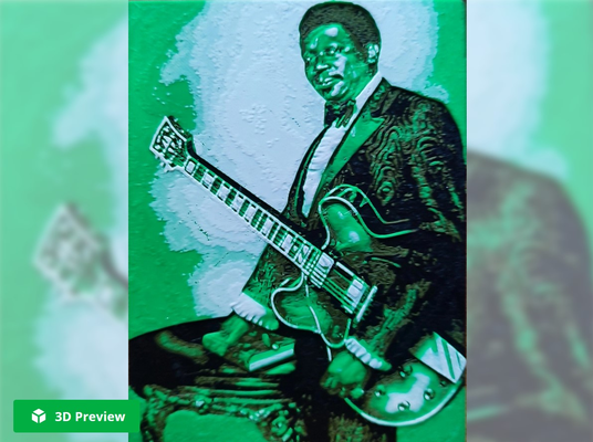 bb king by classic 25 household decor filament painting hueforge postcard blues guitar 3d print model - Mito3D