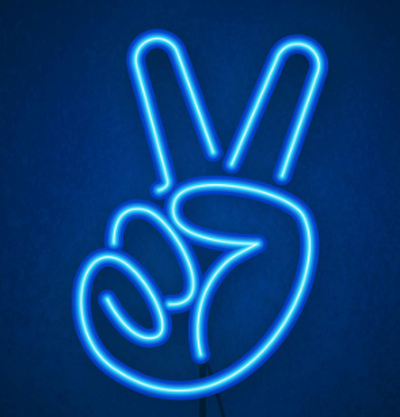 neon peace sign by ty6411 art models wall mount hand 3d print model - Mito3D