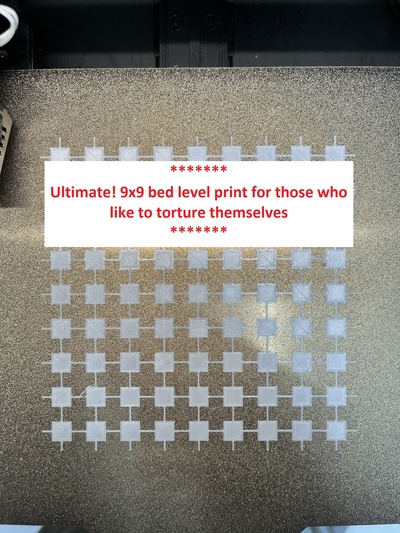 ultimate 9x9 bed leveling squares - optimized professional firmware ubl remixed by threedjourney 3d printer test models calibration level firstlayercalibration calibrationtest printercalibration bedleveling autobedleveling manualbedleveling bedlevelcalibration offsetcalibration ender3s1 crealitender3s1 crealityender3s1 crealityender3s1pro 3d print model - Mito3D