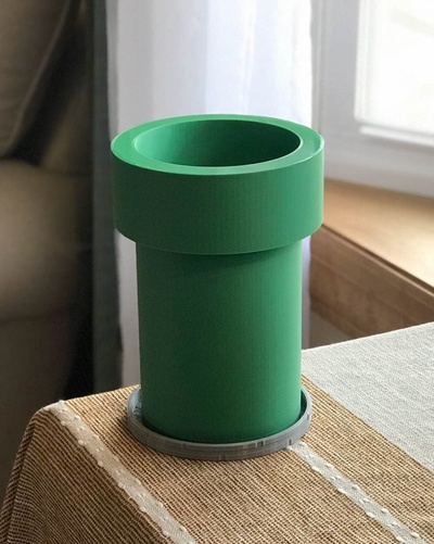 mario pipe planter by sutcliffedesigns household decor nintendo warppipe 3d print model - Mito3D