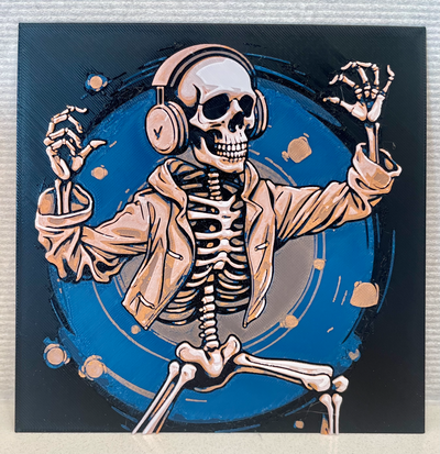 skeleton dance party - halloween ed 4 color hueforge filament painting by shakastudio art 2d 2023 music multicolor ams mmu 3d print model - Mito3D