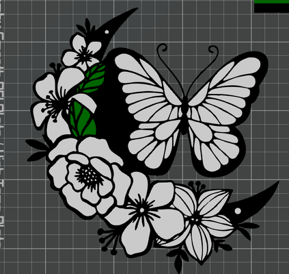 kelebek by tomurcuklar sanat 2d 2dart 2dartwork kelebekler çiçek 3d print model - Mito3D