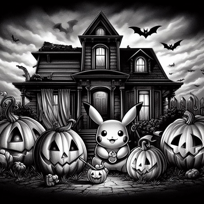 pikachu halloween greyscale - hueforge 3 color filament painting by swiger3d art 2d pokemon hue forge hueforged 2023 multi 3d print model - Mito3D
