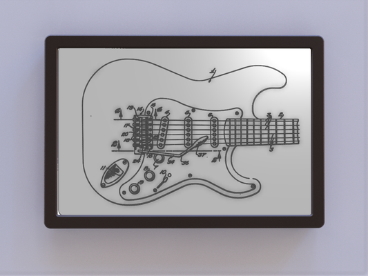 electric guitar patent art by ken mills 2d wallart electricguitar 3d print model - Mito3D
