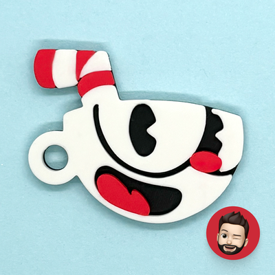 cuphead keychain by nicodeimos art coin & badges key ring rings chain chains keychains keyring keyrings mugman video game videogame cartoon ear ears earring earrings magnet magnets 3d print model - Mito3D