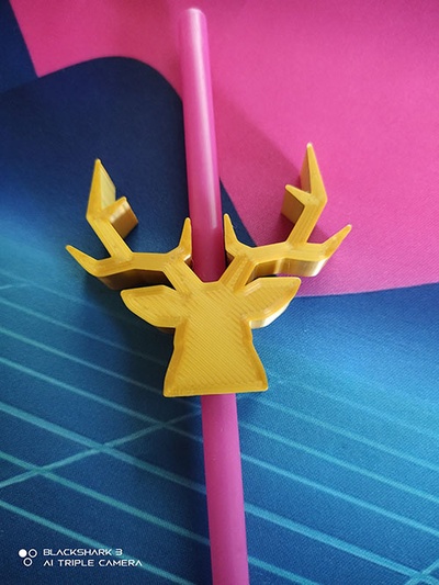 deer stag straw topper by kyuubinight household house models antlers cervid cup kitchen reindeer strawtopper 3d print model - Mito3D