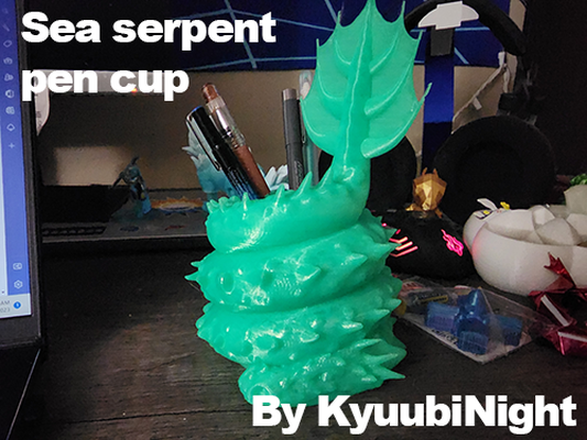sea serpent pen cup by kyuubinight household office dragon leviathan ocean officesupplies pencup pencil pencilcup seaserpent snake 3d print model - Mito3D