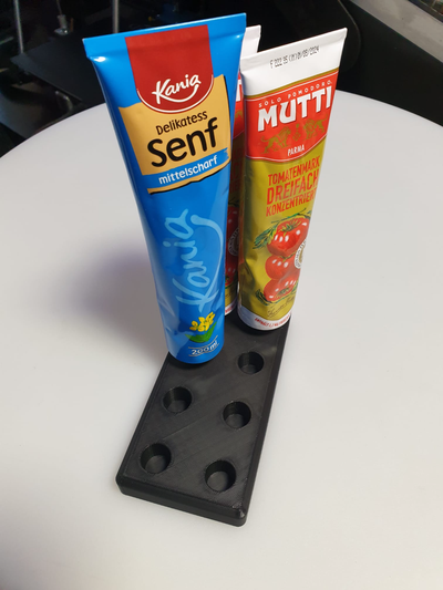 tubo soporte tubenhalter by ratonera casa modelos mostaza tomate marca almacenamiento senftube 3d print model - Mito3D