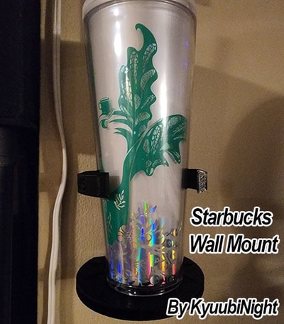 starbucks becher mauer montiert anzeige by kyuubinacht haushalt dekor kaffee tasse tassendisplay anzeigen wandhalterung 3d print model - Mito3D
