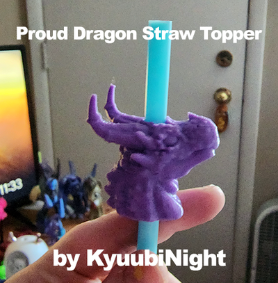 dragon straw topper by kyuubinight household house models partyfavor serpent strawtopper 3d print model - Mito3D