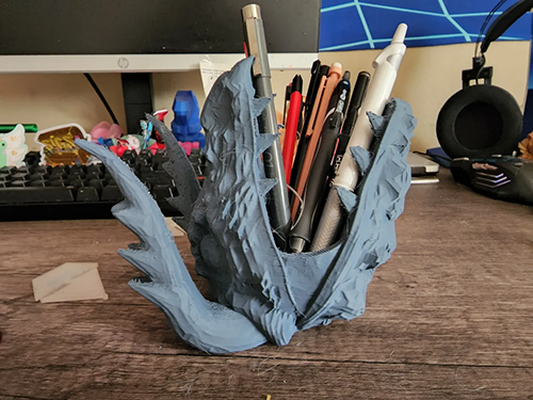 dragon head pen cup by kyuubinight household office desk dragonhead fantasycup pencup 3d print model - Mito3D