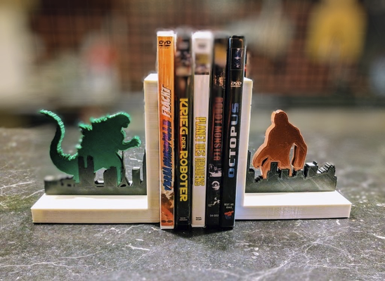 filme monstro silhueta dvd ficar pé estante livros by balde lata casa decoração godzilla kingkong 3d print model - Mito3D