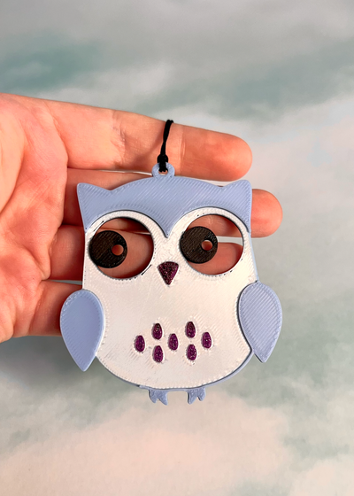 cute owl keychain by 3dimension customs toys & games characters key chain adorable friendly buddy hanging ams bird fly wing outdoor 3d print model - Mito3D