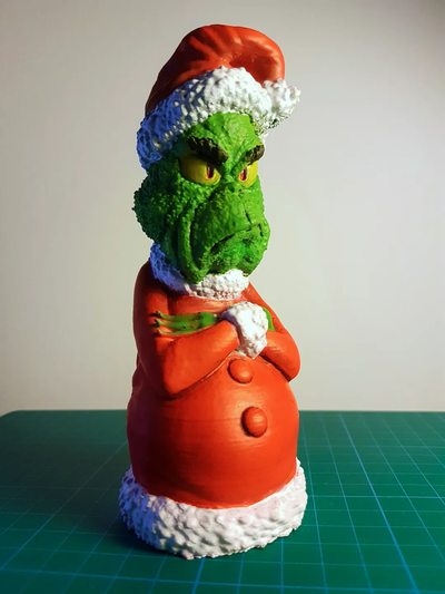 grinch tree ornament by dreamstarter household festivities christmas treetopper christmastreeornament grumpy cartoon character classic 3d print model - Mito3D
