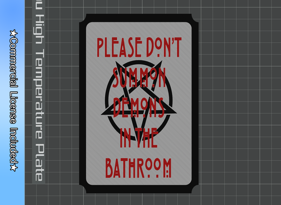 halloween bathroom sign by lilac rage art signs & logos 2023 funny decor demon demons spooky season dont summon 3d print model - Mito3D