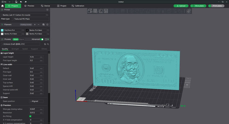 100 dólar estadounidense by placa asalto arte moneda insignias dinero rico divertido 3d print model - Mito3D