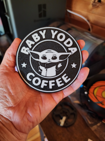 baby yoda coaster by picture it household house models grogu starbucks coffee 3d print model - Mito3D