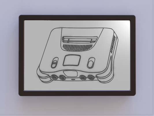 n64 console patent art - iso by ken mills 2d nintendo wallart nintendo64 3d print model - Mito3D