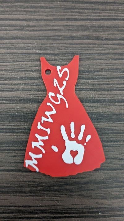mmiwg2s red dress key chain ams or layer change by simple solutions 3d art signs & logos mmu bambulab keychaintools indigenous reddress 3d print model - Mito3D