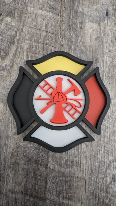 firefighter maltese cross medicine wheel version remixed by simple solutions 3d art signs & logos fire cree maltesecross indigenous firstresponder 3d print model - Mito3D