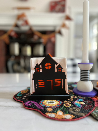 haunted house napkin holder halloween by kymprynts household decor kitchen 3d print model - Mito3D
