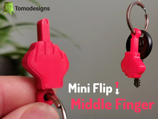 mini flip middle finger keychain shared by shearlab tools gadgets key chain fuck 3d print model - Mito3D
