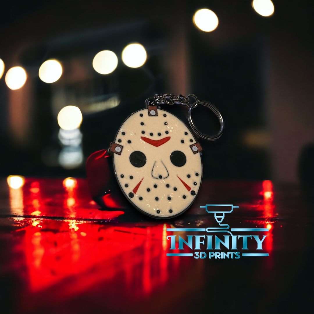 jason mask keychain by infinity 3d prints art coin & badges halloween scary knife horror movie death blood slash 3D print model - Mito3D