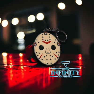jason mask keychain by infinity 3d prints art coin & badges halloween scary knife horror movie death blood slash 3d print model - Mito3D