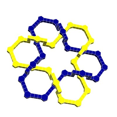 bicíclico enlace 6 by geometría estructural educación matemáticas geométrico topología vástago 3d print model - Mito3D