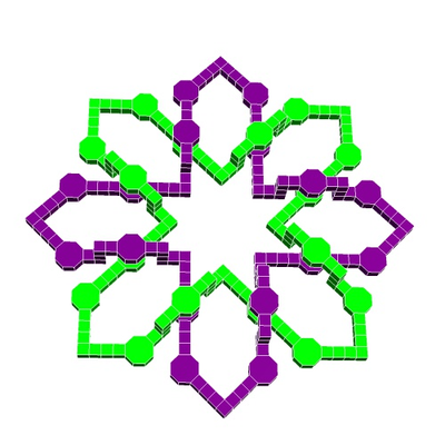 bicyclique lien 9 by géométrie structurelle éducation mathématiques math tige topologie géométrique 3d print model - Mito3D