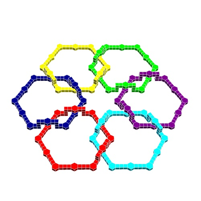 hexazyklisch verknüpfung 1 by strukturgeometrie bildung mathematik strukturell geometrisch topologie geometrie stengel 3d print model - Mito3D