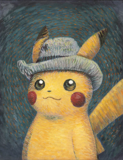 pikachu van gogh cymk lithophan by letzte nacht kunst 2d pokémon 3d print model - Mito3D